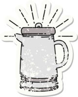 grunge sticker of tattoo style coffee pot png