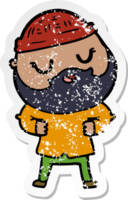 distressed sticker of a cartoon man with beard png