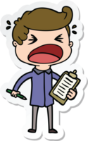 sticker of a cartoon shouting salesman png