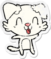 distressed sticker of a laughing cartoon dog png