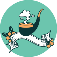 icon with banner of a smokers pipe png