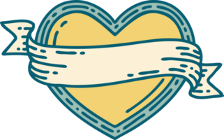 tattoo style icon of a heart and banner png