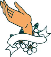 tattoo with banner of a hand png