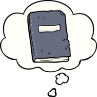 cartoon battered old notebook and thought bubble png