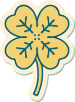 tattoo style sticker of a 4 leaf clover png