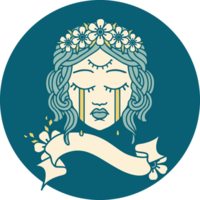 icon with banner of female face crying with third eye png