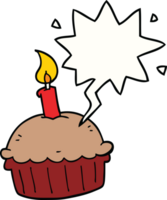 cartoon birthday cupcake and speech bubble png