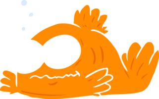 funny flat color style cartoon goldfish png