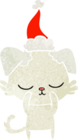 simpatico cartone animato retrò di un cane che indossa il cappello di Babbo Natale png