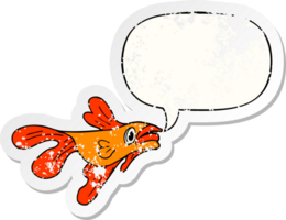 tecknad kampfisk och pratbubbla nödställda klistermärke png