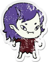 distressed sticker of a cartoon friendly vampire girl png