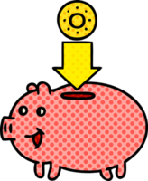 comic book style cartoon piggy bank png