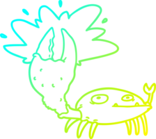 cold gradient line drawing cartoon crab with big claw png