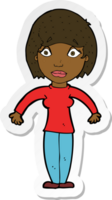sticker of a cartoon surprised woman png