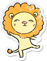 distressed sticker of a cartoon lion png