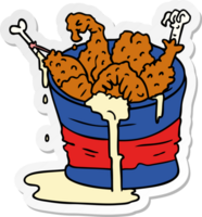 adesivo cartone animato doodle secchio di pollo fritto png