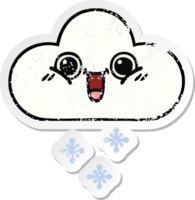 nödställda klistermärke av en söt tecknad snömoln png