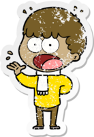 distressed sticker of a cartoon shocked man png