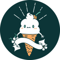 icon of tattoo style ice cream character png