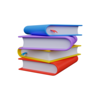 Stack of colored books in 3D style. png