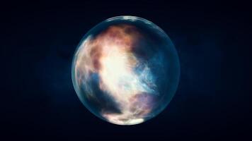 glas energi trogen magi runda boll flytande plasma sfär. abstrakt bakgrund. video i hög kvalitet 4k, rörelse design