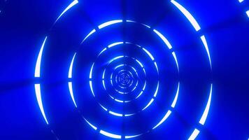 Blue energy digital circles tunnel frame made of lines and dots futuristic magical glowing bright. Abstract background. Video in high quality 4k, motion design