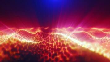 oranje energie magie digitaal hoog tech golven met licht stralen lijnen en energie deeltjes. abstract achtergrond. video in hoog kwaliteit 4k, beweging ontwerp