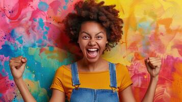 AI generated Jubilant Woman Celebrating photo