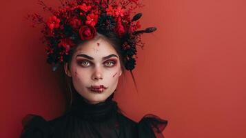 AI generated Charming woman in Halloween makeup photo