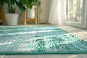 AI generated turquoise kitchen flooring rugs, rugs for kitchen, indoor rugs on the floor photo