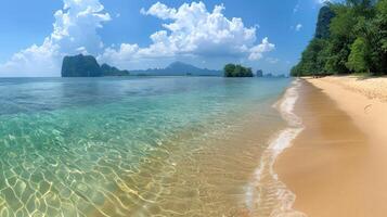 AI generated Beautiful panoramic view of a deserted beach in Thailand photo