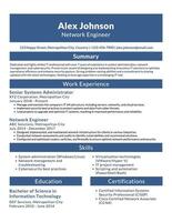 Network Engineer Resume Ats Friendly template