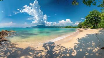 AI generated Beautiful panoramic view of a deserted beach in Thailand photo