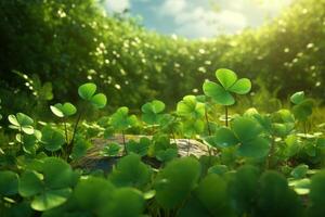 AI generated four leaf clover pictures wallpapers background photo