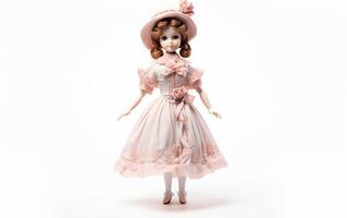 AI generated Classic Porcelain Doll Figure on White Background photo