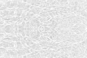 White water with ripples on the surface. Defocus blurred transparent white colored clear calm water surface texture with splashes and bubbles. Water waves with shining pattern texture background. photo