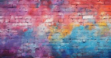 AI generated a brick wall with colorful paint on it photo