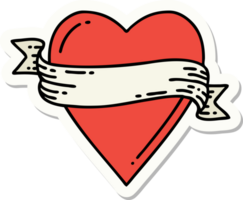 tattoo style sticker of a heart and banner png