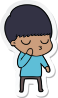 sticker of a cartoon calm boy png