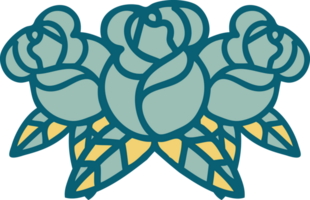 tattoo style icon of a bouquet of flowers png