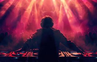 AI generated a silhouette of the dj playing at a party photo
