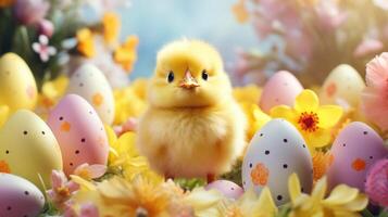 AI generated A bright and cheerful Easter background photo