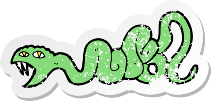 retro distressed sticker of a cartoon snake png