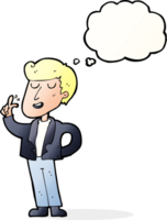 cartoon cool guy snapping fingers with thought bubble png