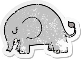 distressed sticker of a cute cartoon elephant png