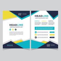 Annual report brochure flyer template set, Blue cover design, business advertisement, magazine ads, catalog vector layout in A4 size