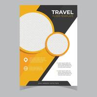 Travel business promotion web banner template design for social media. Travelling, tourism or summer holiday tour online marketing flyer, post or poster with abstract graphic background and logo. vector