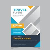 Travel business promotion web banner template design for social media. Travelling, tourism or summer holiday tour online marketing flyer, post or poster with abstract graphic background and logo. vector