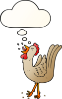 cartoon crowing cockerel and thought bubble in smooth gradient style png