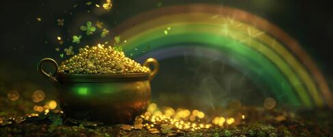 AI generated pot of gold with rainbow photo